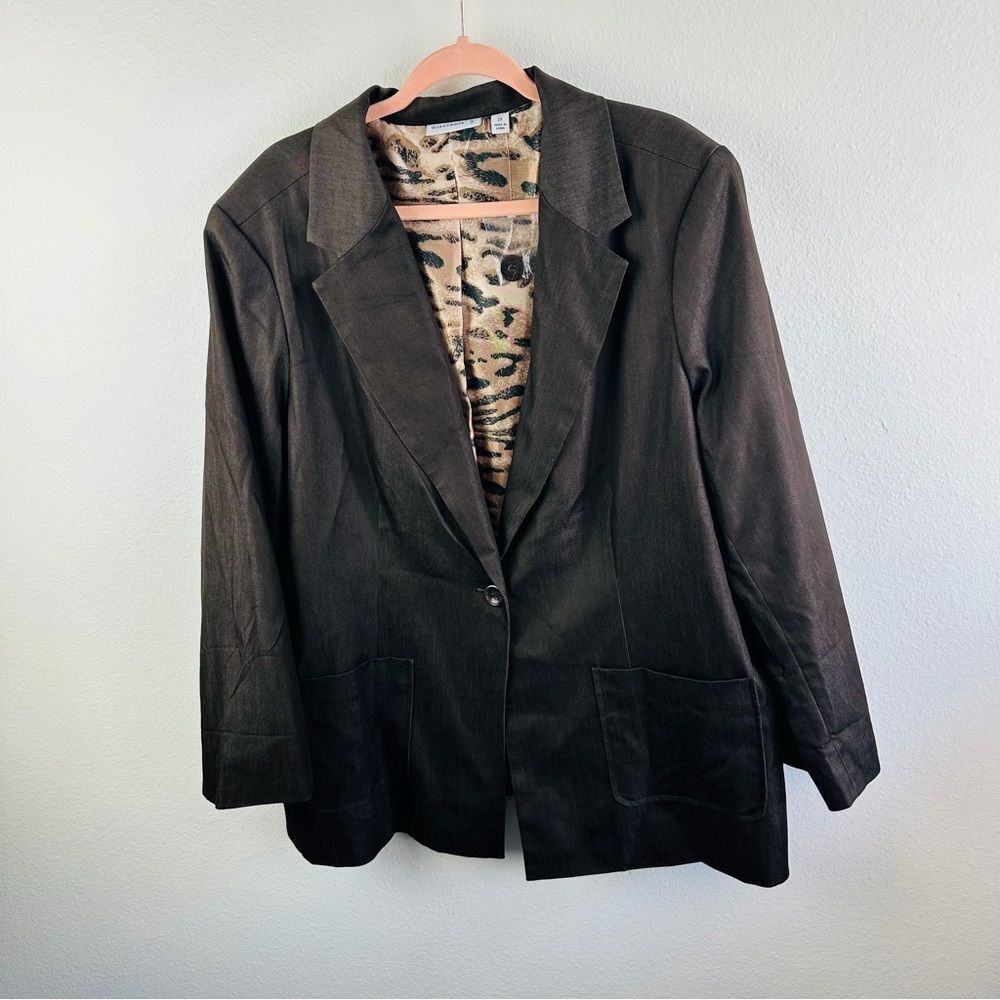 Susan Graver Brown 1 Button Blazer Lined Size 2X NWOT